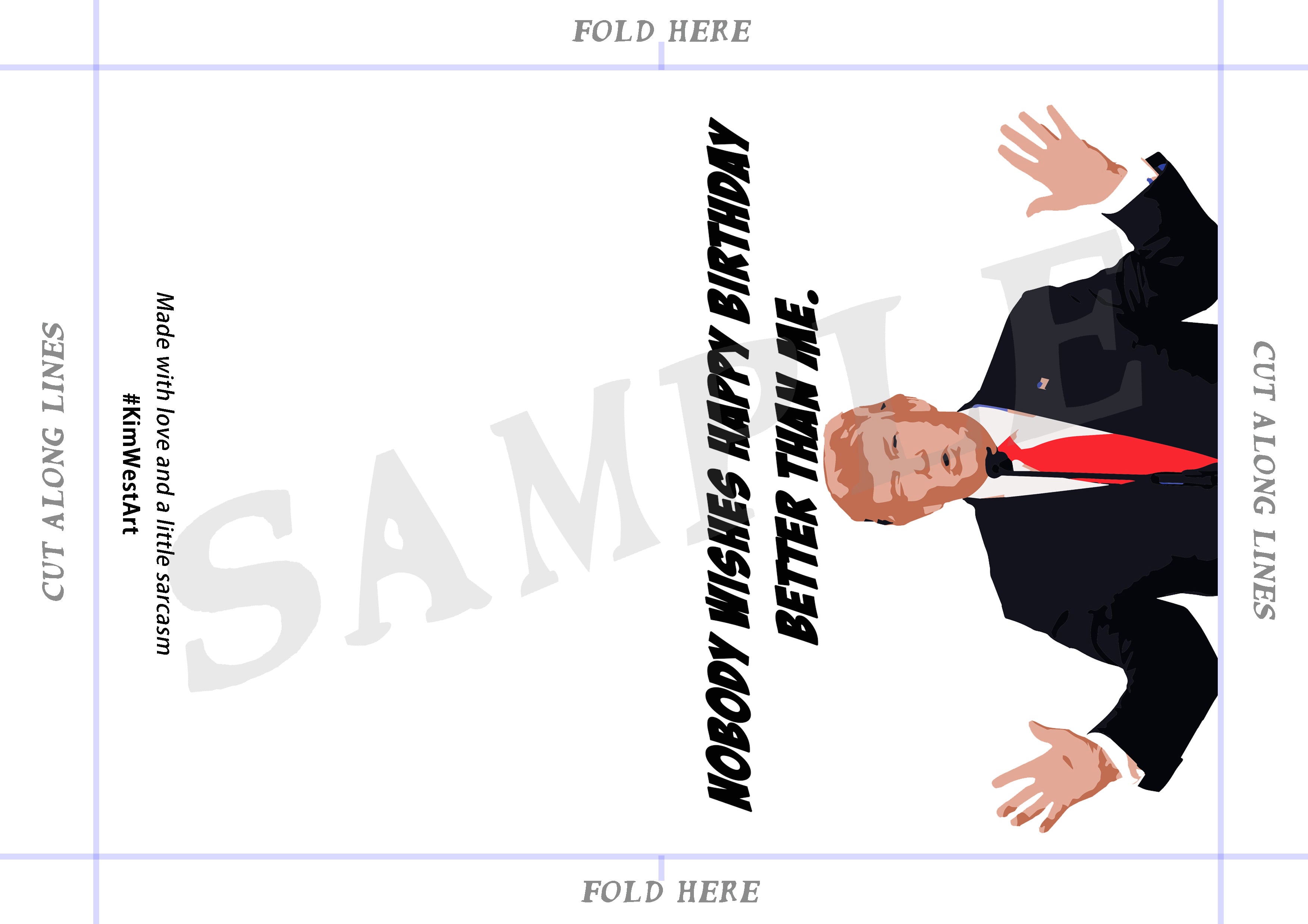 Instant Download Donald Trump Funny Birthday Card KimWestARt