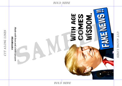 Instant Download Donald Trump Fake News funny Birthday card KimWestARt