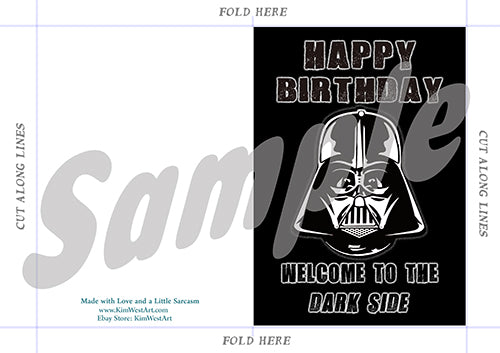 Instant Download Star Wars Darth Vadar Funny Birthday Card KimWestART