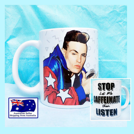 Stop Caffeinate Listen Funny Mug KimWestARt