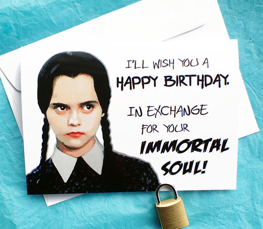 Wednesday Addams Funny Birthday Card KimWestARt