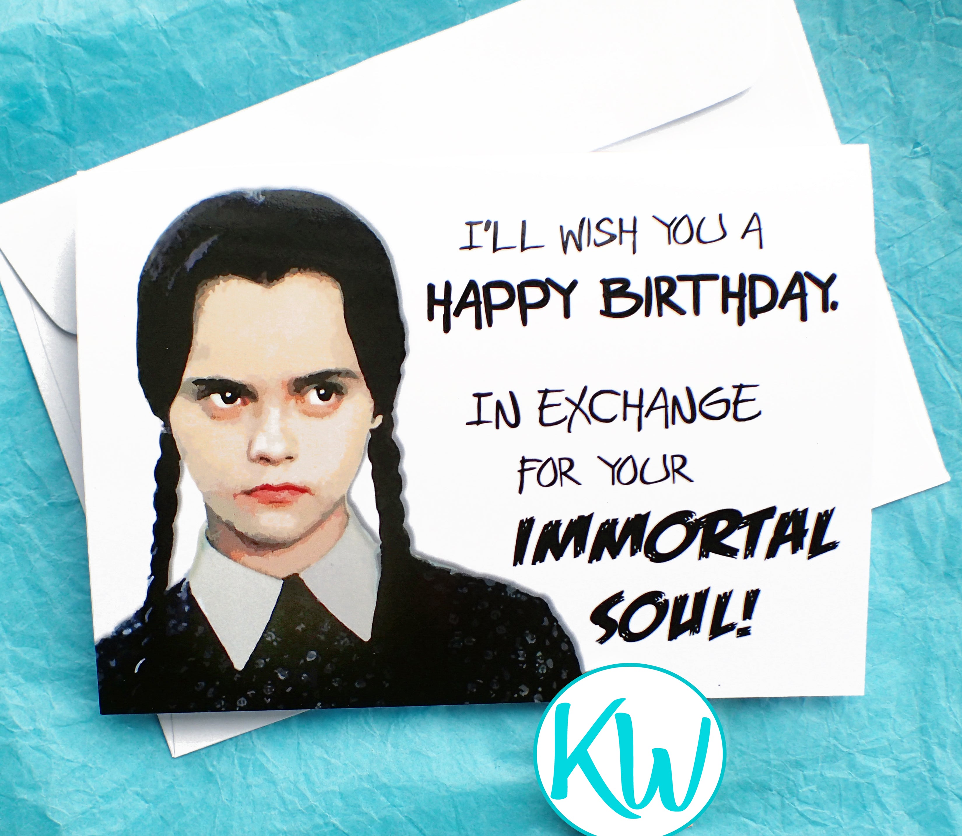 Wednesday Addams Funny Birthday Card KimWestARt