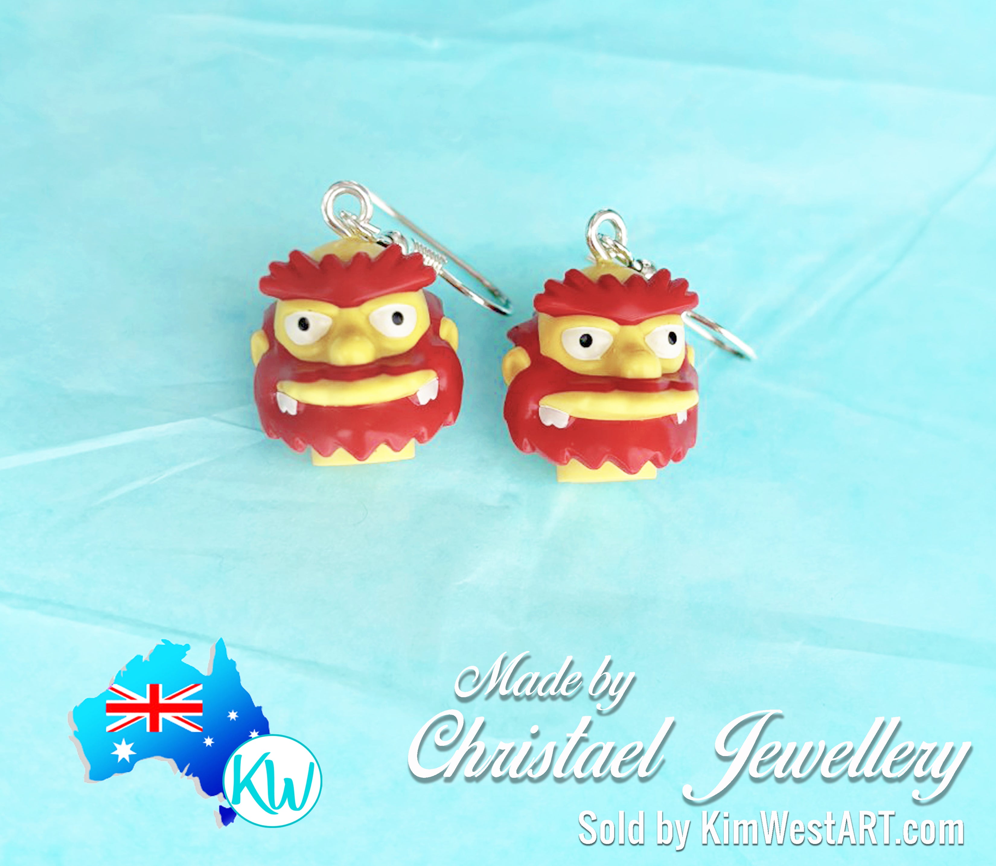 Funny Novelty Earrings The Simpsons Groundskeeper Willie KimWestART