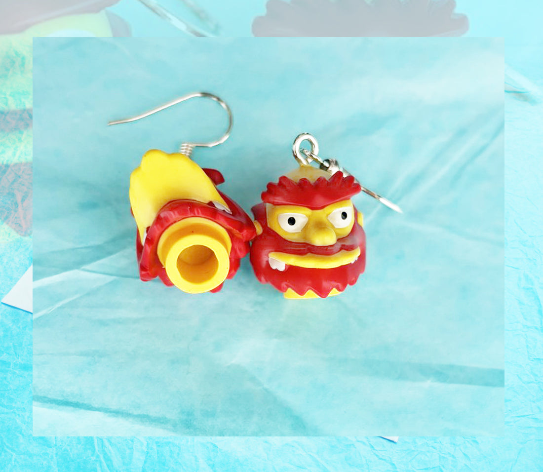 Funny Novelty Earrings The Simpsons Groundskeeper Willie KimWestART