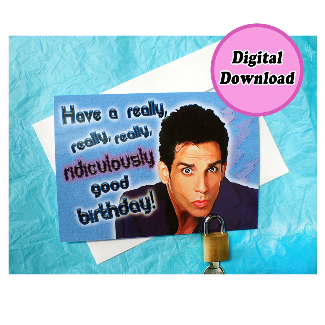 Instant Download Funny Derek Zoolander Birthday Card KimWestARt