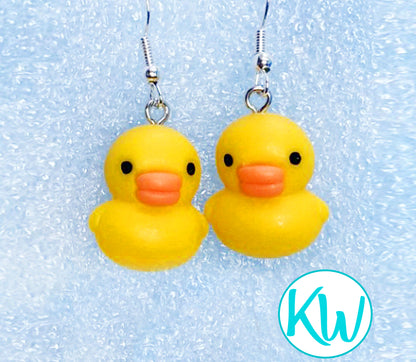 Novelty Earrings Funny yellow Duck KimWestARt