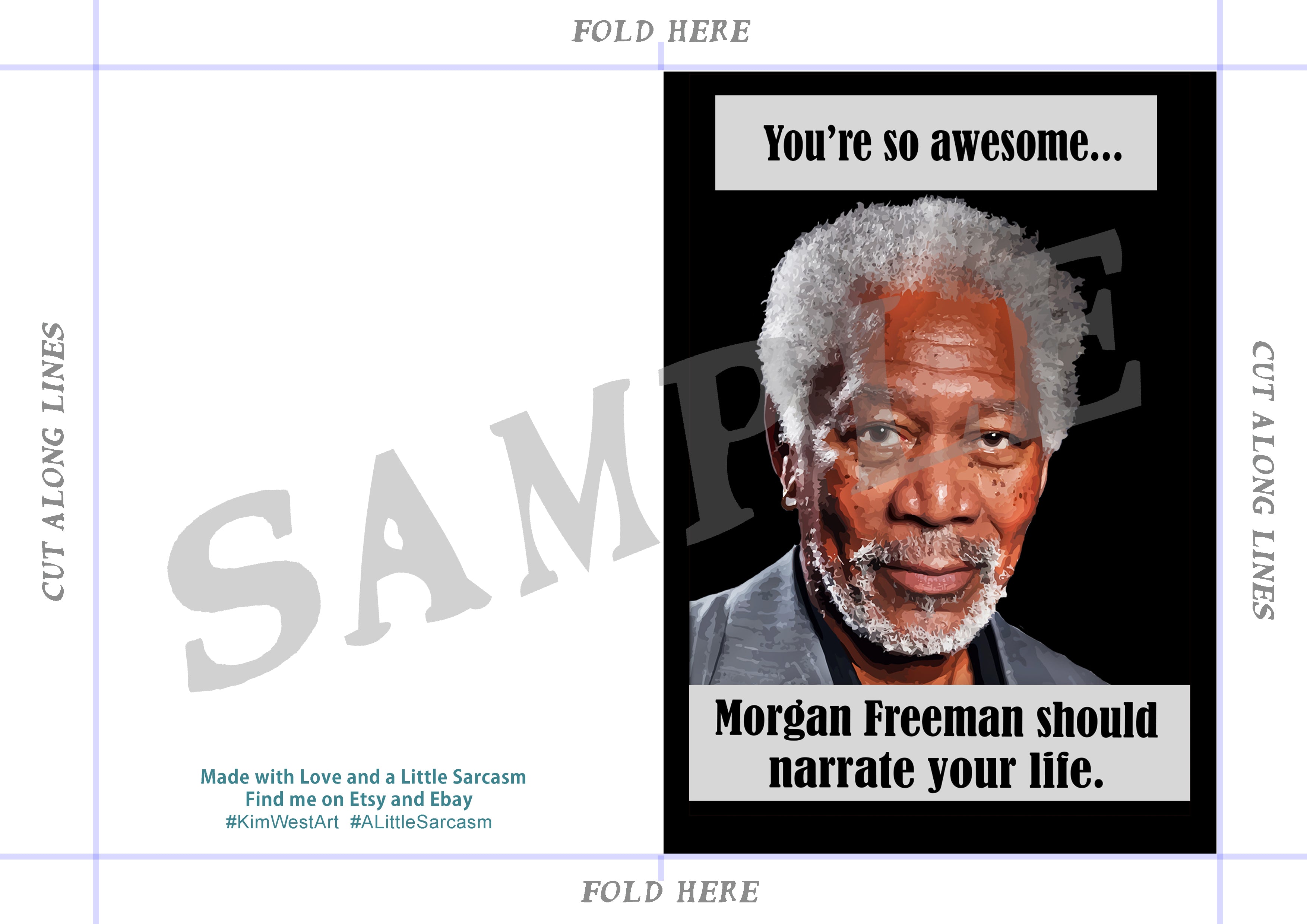 Instant Download Morgan Freeman Voice Funny Card KimWestARt