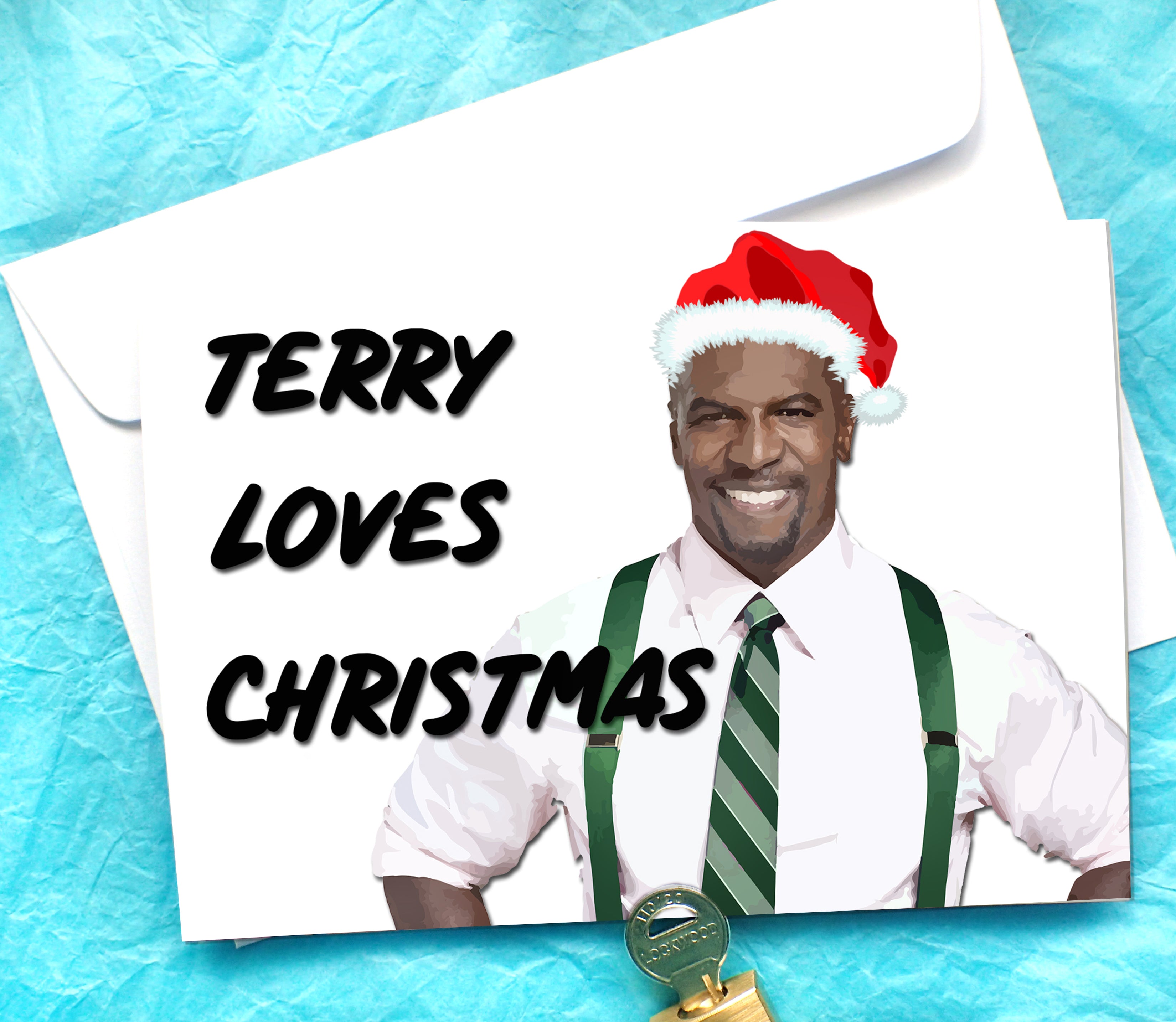 Terry Loves Christmas Funny Brooklyn Nine Nine Christmas Card KimWestART