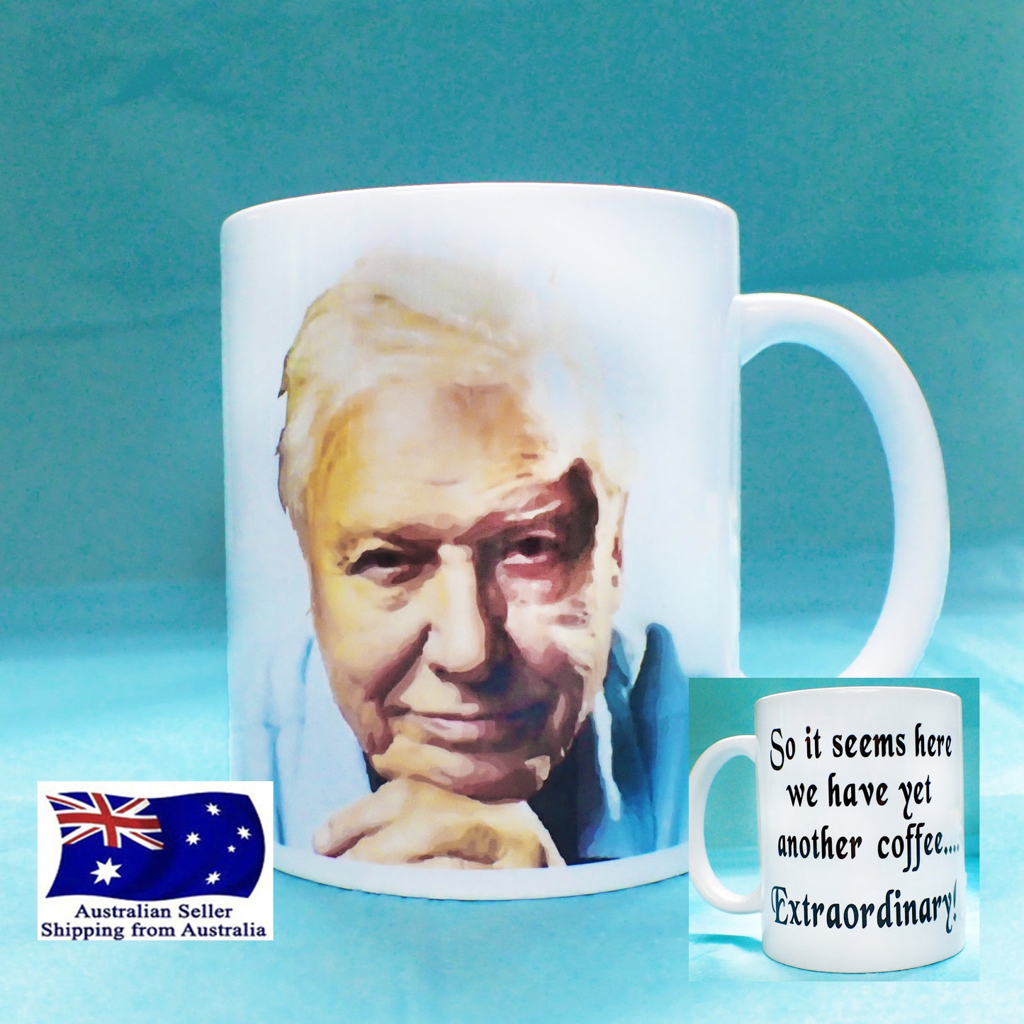 David Attenborough Funny Novelty Mug KimWestARt