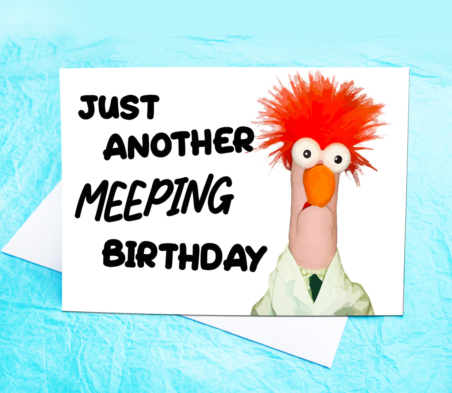 Beaker Muppet Meeping Funny Birthday Card KimWestARt